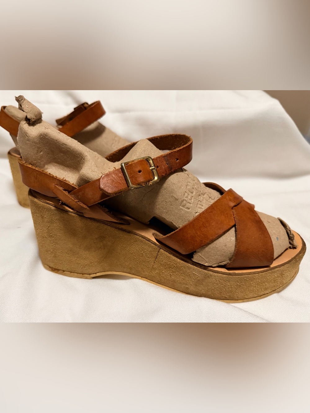 Vintage 1970’s Rapallo 3” Platform Leather Sandals- Size 10. Made in Italy